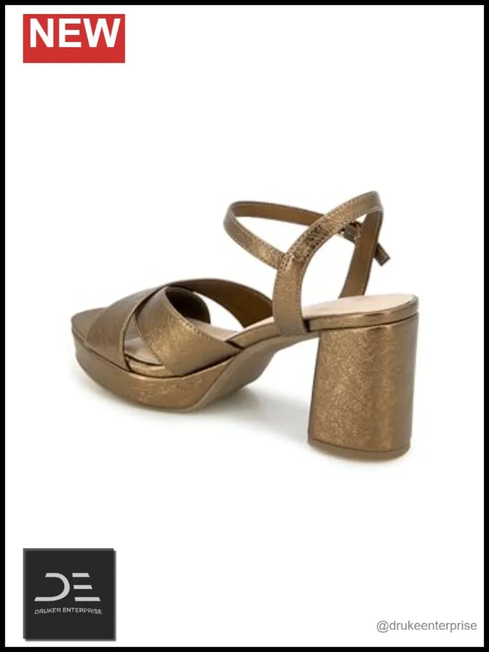Faux Leather Platform Sandals Ankle Strap Block Heel Round Toe
